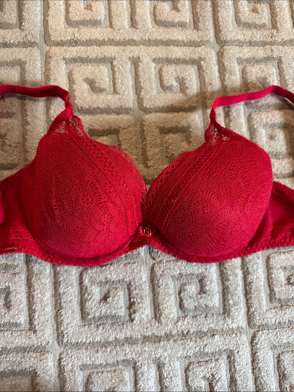 Chantelle Red Lace Plunge Push-Up Bra
